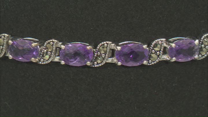 Purple Amethyst Rhodium Over Sterling Silver Tennis Bracelet 9.00ctw Video Thumbnail