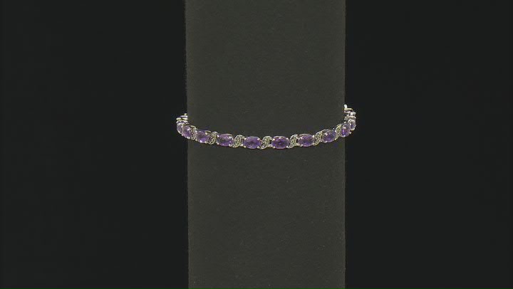 Purple Amethyst Rhodium Over Sterling Silver Tennis Bracelet 9.00ctw Video Thumbnail