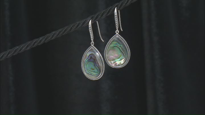 Multicolor Abalone Shell Sterling Silver Dangle Earrings Video Thumbnail