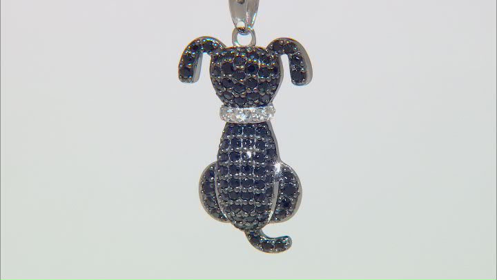 Black Spinel Rhodium Over Sterling Silver Dog Pendant With Chain 1.46ctw Video Thumbnail