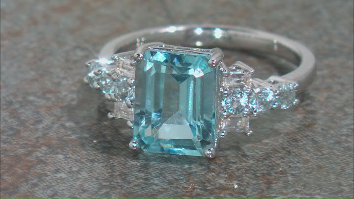 Sky Blue Topaz Rhodium Over Sterling Silver Ring 3.88ctw Video Thumbnail