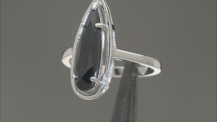 Black Spinel Rhodium Over Sterling Silver Solitaire Ring 2.59ct Video Thumbnail