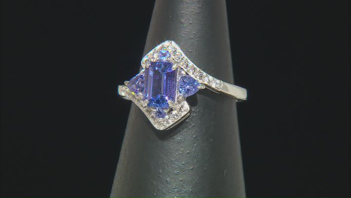 Blue Tanzanite Rhodium Over Sterling Silver Ring 1.52ctw Video Thumbnail