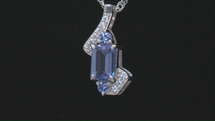 Tanzanite Rhodium Over Sterling Silver Pendant With Chain 1.12ctw Video Thumbnail