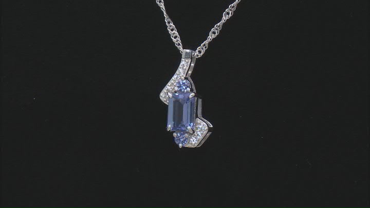 Tanzanite Rhodium Over Sterling Silver Pendant With Chain 1.12ctw Video Thumbnail