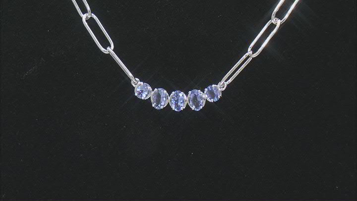 Blue Tanzanite Rhodium Over Sterling Silver Paperclip Necklace 1.10ctw Video Thumbnail