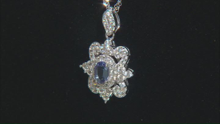 Blue Tanzanite Rhodium Over Sterling Silver Pendant With Chain 1.10ctw Video Thumbnail