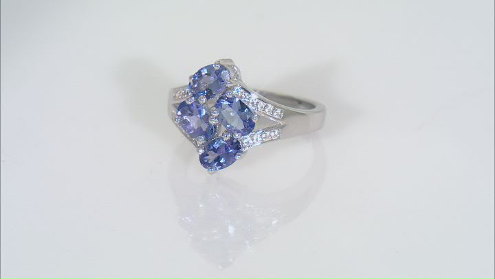 Blue Tanzanite Rhodium Over Sterling Silver Ring 1.62ctw Video Thumbnail