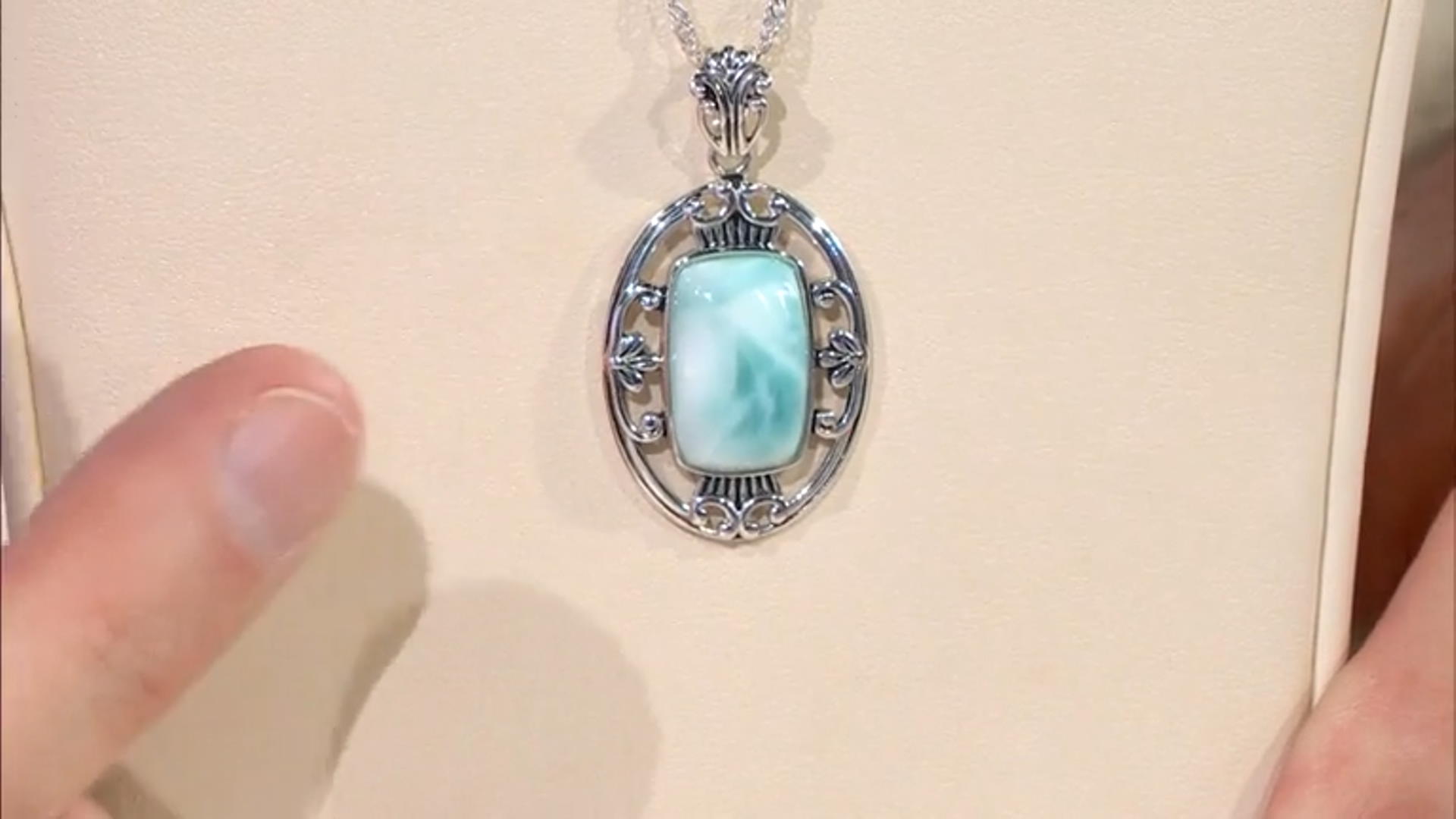 Blue Larimar Sterling Silver Pendant With Chain Video Thumbnail