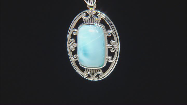 Blue Larimar Sterling Silver Pendant With Chain Video Thumbnail