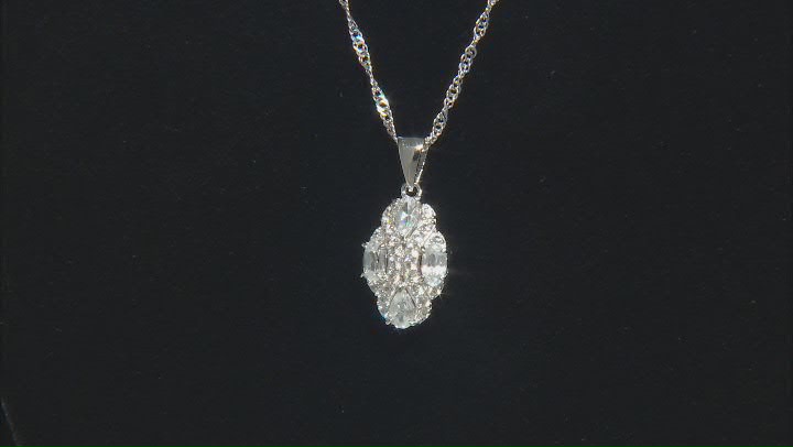 White Zircon Rhodium Over Sterling Silver Pendant With Chain 1.35ctw Video Thumbnail