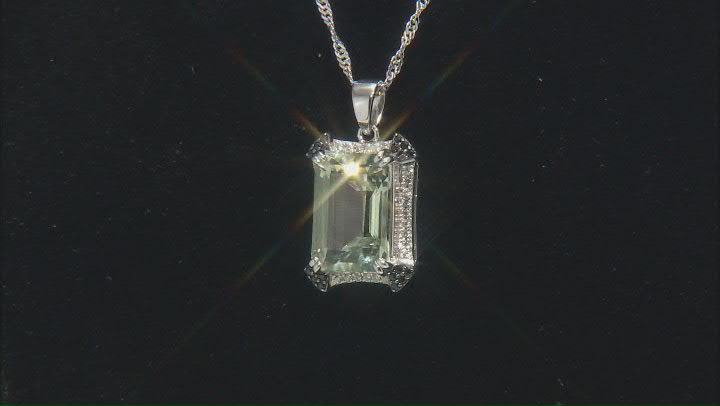 Green Prasiolite Rhodium Over Silver Pendant With Chain 6.63ctw Video Thumbnail