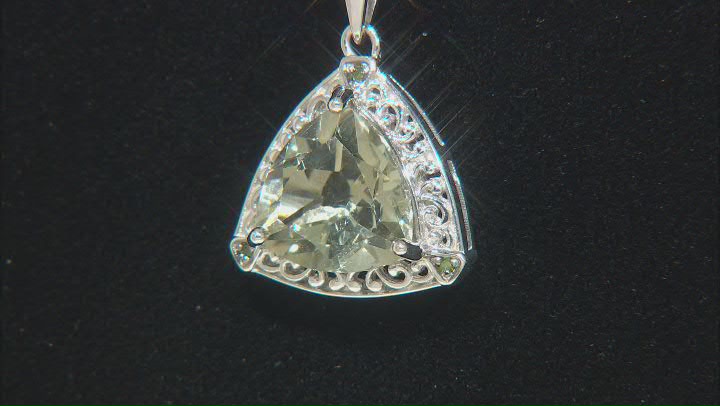 Green Prasiolite Rhodium Over Sterling Silver Pendant With Chain 3.41ctw Video Thumbnail