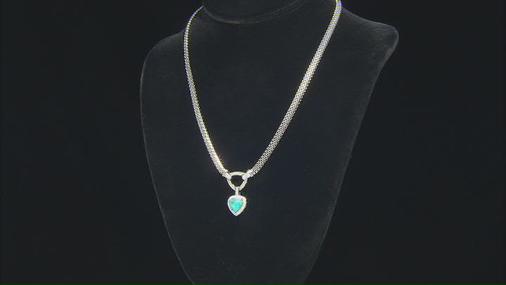 Blue Turquoise Rhodium Over Sterling Silver Necklace 0.56ctw Video Thumbnail