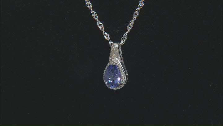 Blue Tanzanite Rhodium Over Sterling Silver Pendant With Chain 1.02ctw Video Thumbnail
