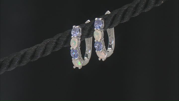 Blue Tanzanite Rhodium Over Sterling Silver Hoop Earrings 0.88ctw Video Thumbnail