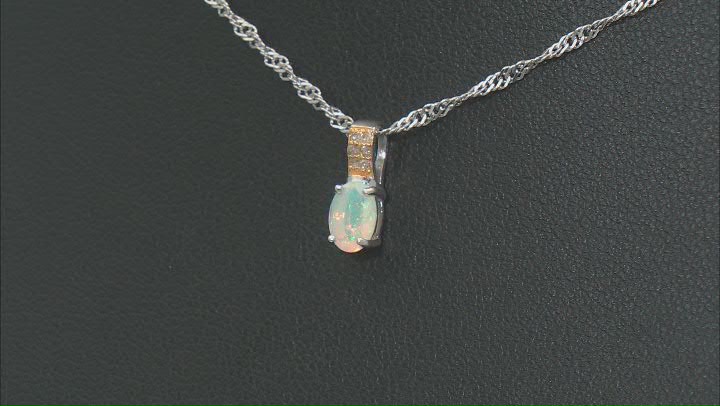 Multi Color Ethiopian Opal Rhodium Over Silver Pendant With Chain 0.24ctw Video Thumbnail