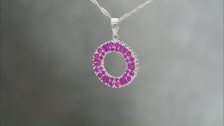 Lab Created Ruby Rhodium Over Sterling Silver Pendant With Chain1.25ctw Video Thumbnail