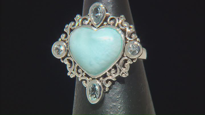 Blue Larimar Sterling Silver Ring 0.94ctw Video Thumbnail