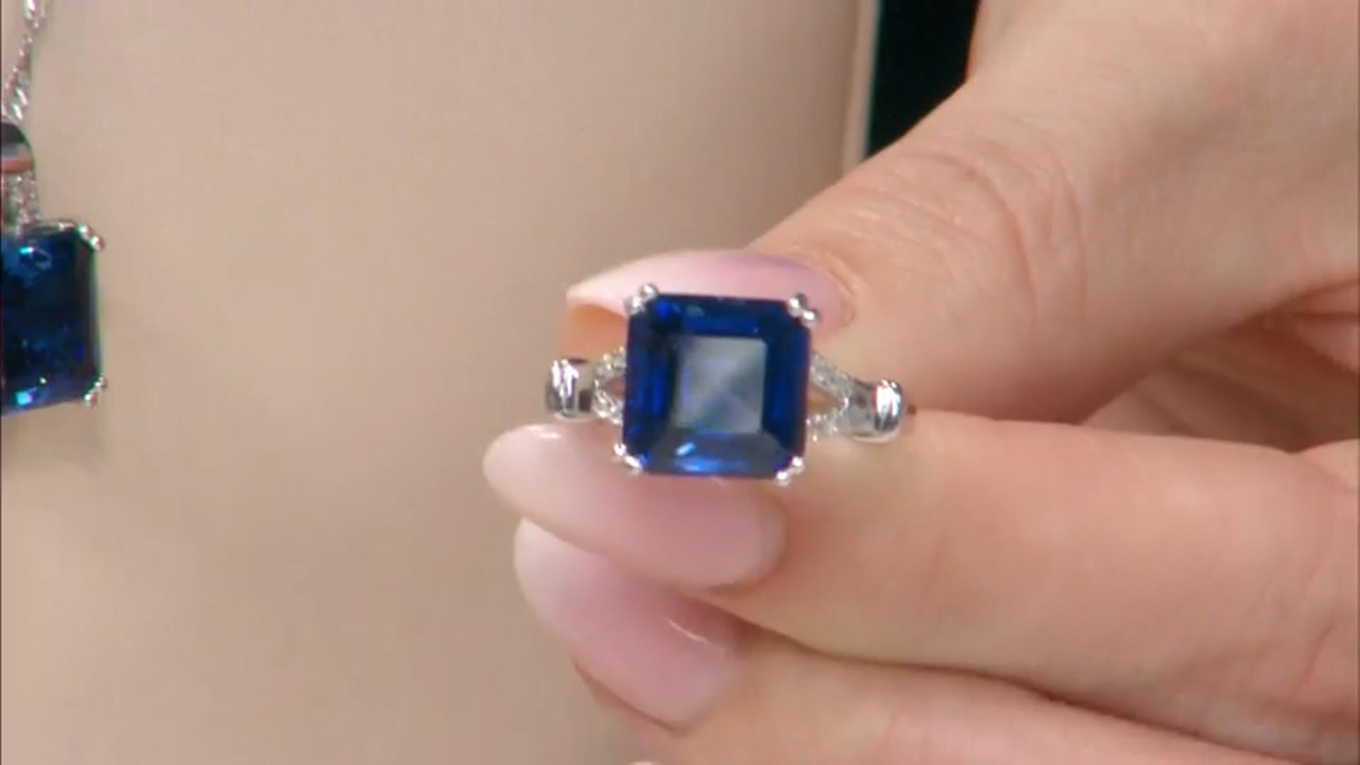 Blue Lab Created Sapphire Rhodium Over Sterling Silver Ring 4.95ctw Video Thumbnail