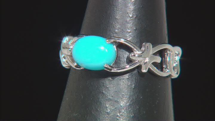 Blue Sleeping Beauty Turquoise Rhodium Over Sterling Silver Solitaire Ring Video Thumbnail