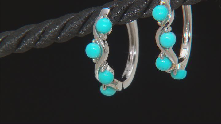 Sleeping Beauty Turquoise Rhodium Over Sterling Silver Hoop Earrings Video Thumbnail