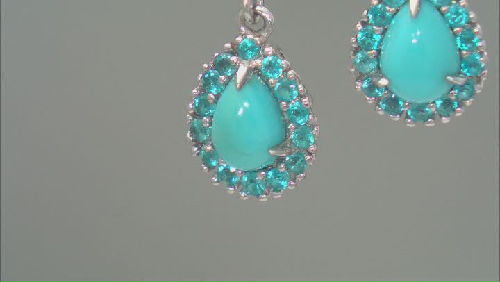 Blue Sleeping Beauty Turquoise Rhodium Over Sterling Silver Earrings 0.40ctw Video Thumbnail