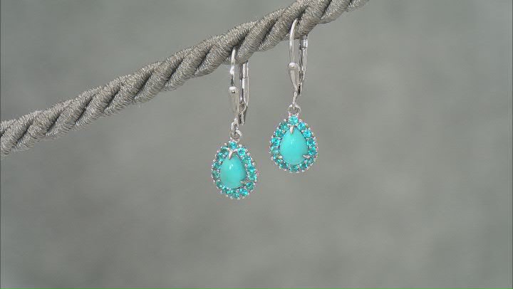 Blue Sleeping Beauty Turquoise Rhodium Over Sterling Silver Earrings 0.40ctw Video Thumbnail