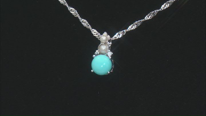 Blue Sleeping Beauty Turquoise Rhodium Over Silver Pendant Chain 0.01ctw Video Thumbnail