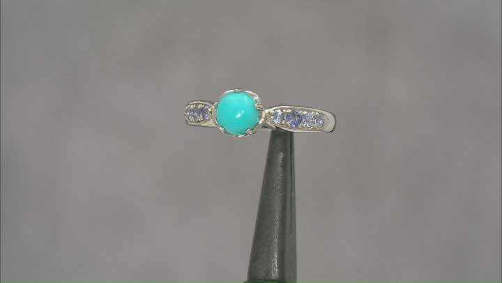 Blue Sleeping Beauty Turquoise Rhodium Over Sterling Silver Ring 0.27ctw Video Thumbnail