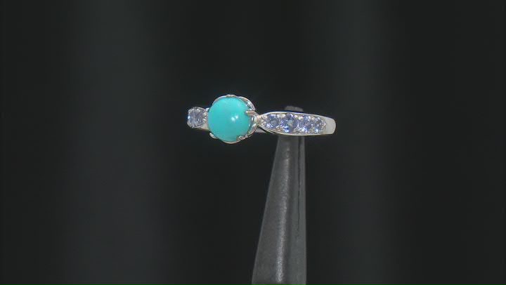 Blue Sleeping Beauty Turquoise Rhodium Over Sterling Silver Ring 0.27ctw Video Thumbnail