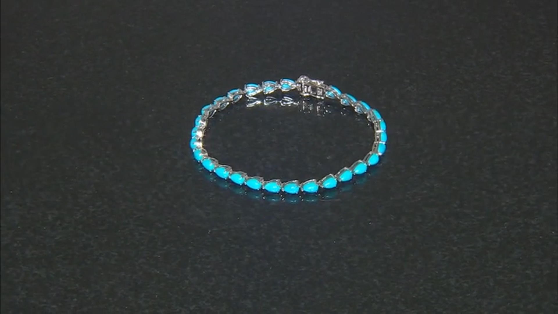 Blue Sleeping Beauty Turquoise Rhodium Over Sterling Silver Bracelet Video Thumbnail