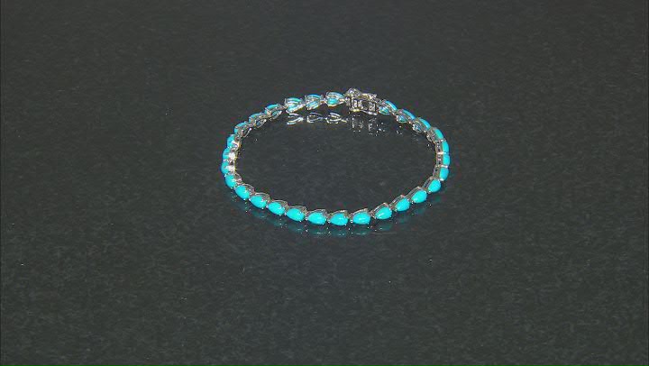 Blue Sleeping Beauty Turquoise Rhodium Over Sterling Silver Bracelet Video Thumbnail