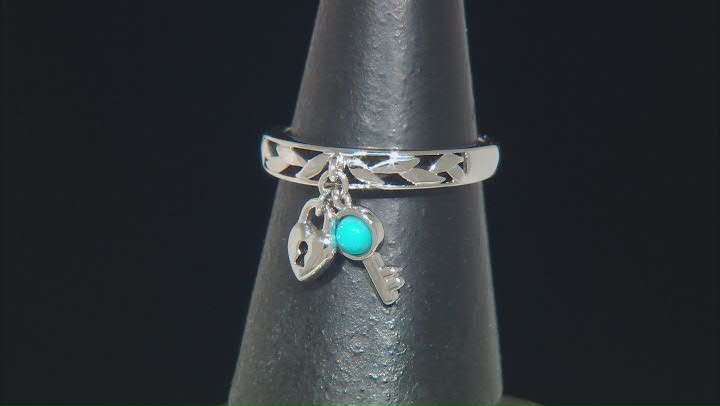 Blue Sleeping Beauty Turquoise Rhodium Over Sterling Silver Charm Ring Video Thumbnail