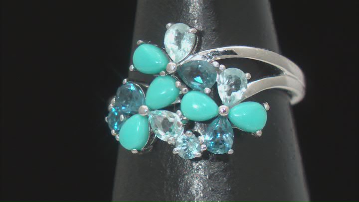 Sleeping Beauty Turquoise Rhodium Over Silver Ring 1.04ctw Video Thumbnail