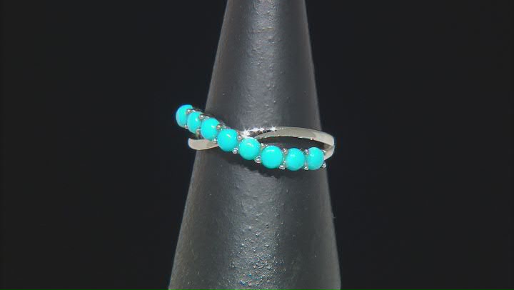 Blue Sleeping Beauty Turquoise Platinum Over Sterling Silver Crossover Ring Video Thumbnail