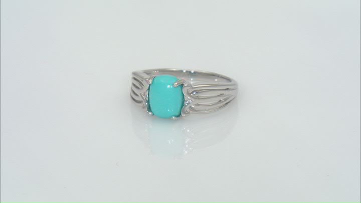 Blue Sleeping Beauty Turquoise Rhodium Over Sterling Silver Solitaire Ring Video Thumbnail