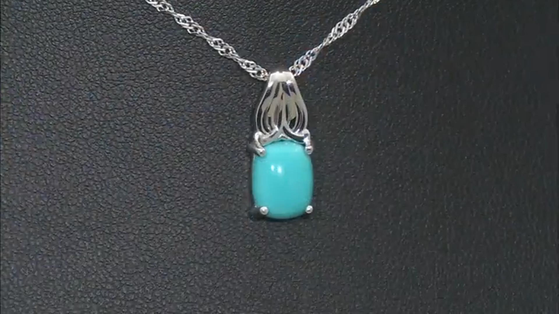 Blue Sleeping Beauty Turquoise Rhodium Over Sterling Silver Solitaire Pendant With Chain Video Thumbnail
