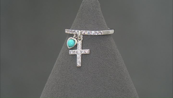 Blue Sleeping Beauty Turquoise Rhodium Over Sterling Silver Charm Ring 0.37ctw Video Thumbnail