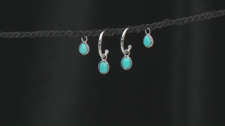 Blue Sleeping Beauty Turquoise Sterling Silver Changeable Hoop Earrings Video Thumbnail