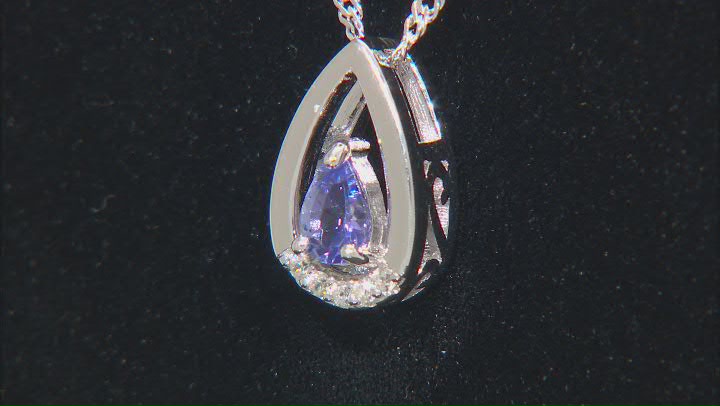 Blue Tanzanite Rhodium Over Sterling Silver Pendant With Chain 0.42ctw Video Thumbnail