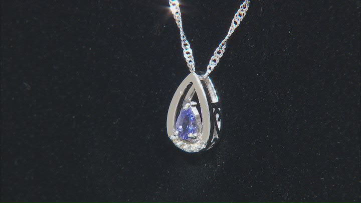 Blue Tanzanite Rhodium Over Sterling Silver Pendant With Chain 0.42ctw Video Thumbnail
