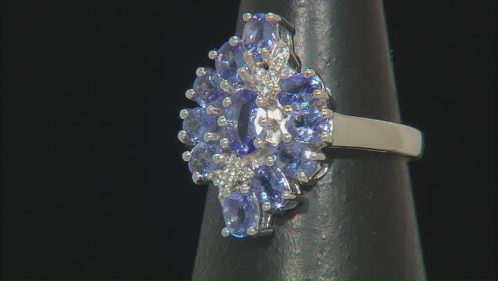 Blue Tanzanite Rhodium Over Sterling Silver Ring 2.02ctw Video Thumbnail