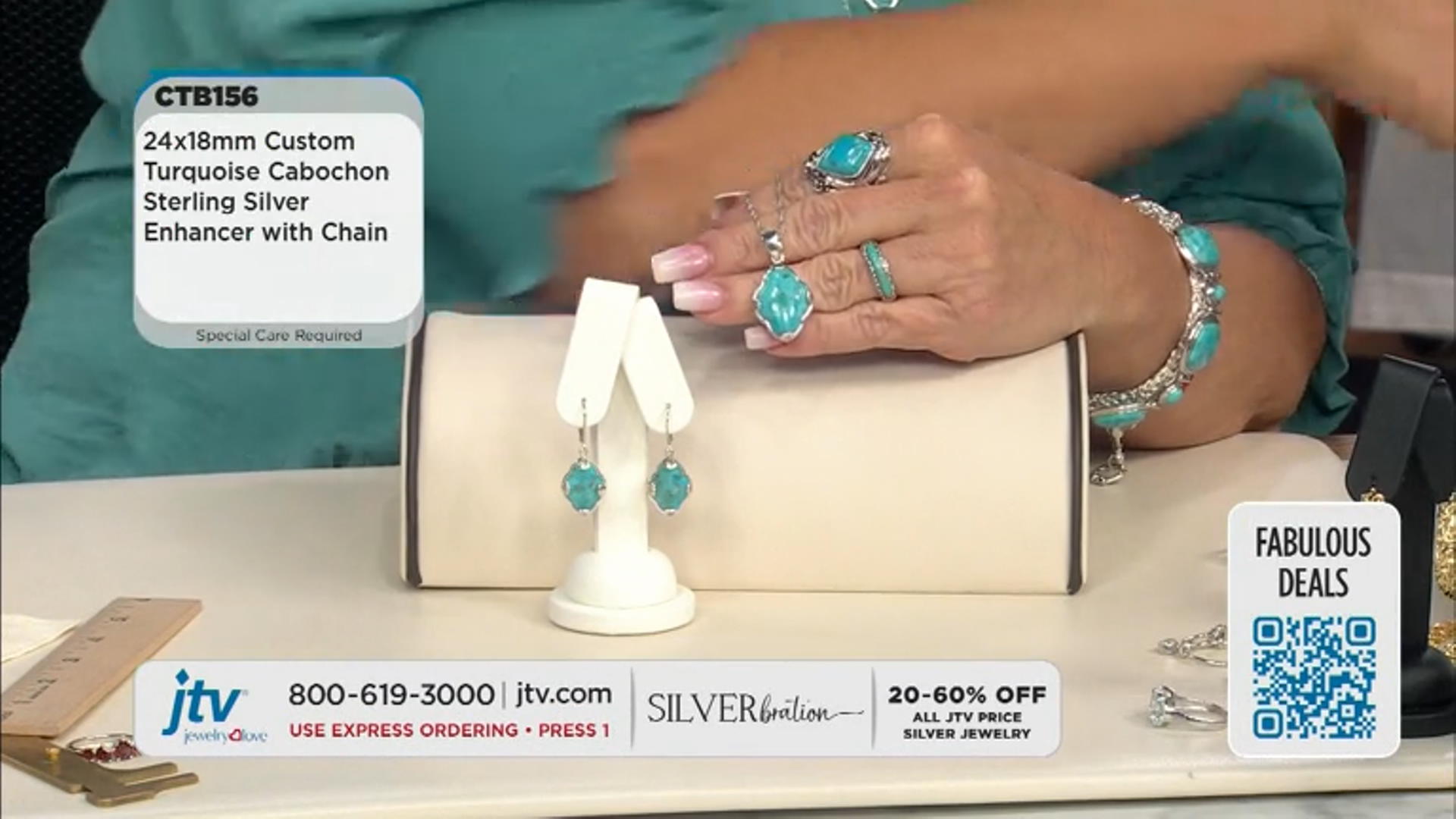 Blue Turquoise Sterling Silver Enhancer with Chain Video Thumbnail
