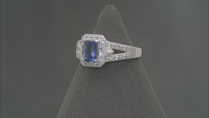 Blue Tanzanite Rhodium Over Sterling Silver Ring 0.97ctw Video Thumbnail