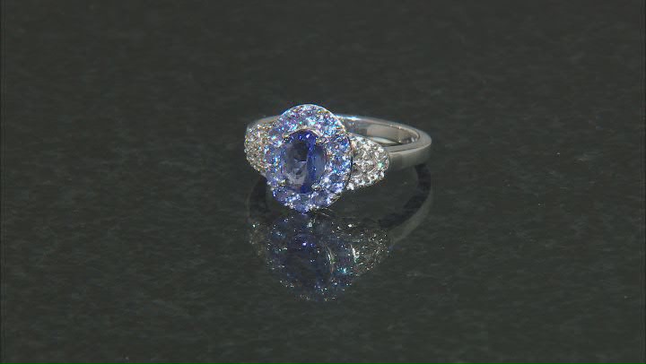 Blue Tanzanite Rhodium Over Sterling Silver Ring 1.32ctw Video Thumbnail