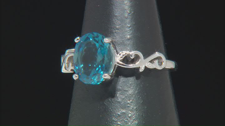 London Blue Topaz Rhodium Over Sterling Silver Solitaire Ring 2.80ct Video Thumbnail