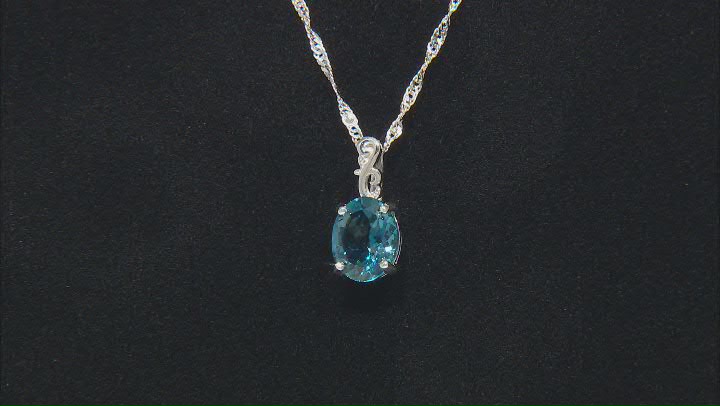 London Blue Topaz Rhodium Over Sterling Silver Solitaire Pendant With Chain 2.80ct Video Thumbnail