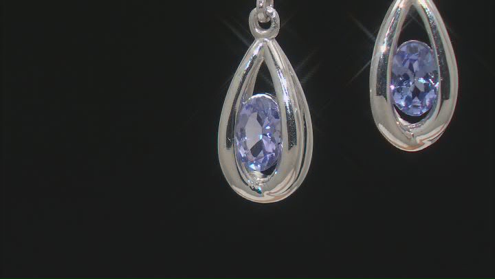 Blue Tanzanite Rhodium Over Sterling Silver Dangle Earrings 0.77ctw Video Thumbnail
