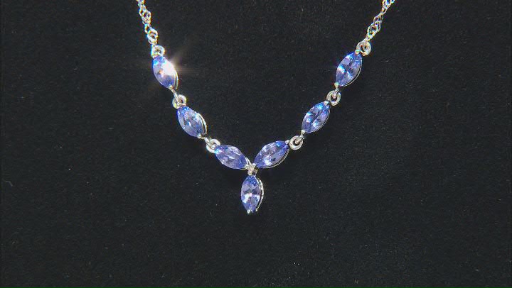 Blue Tanzanite Rhodium Over Sterling Silver Necklace 1.49ctw Video Thumbnail